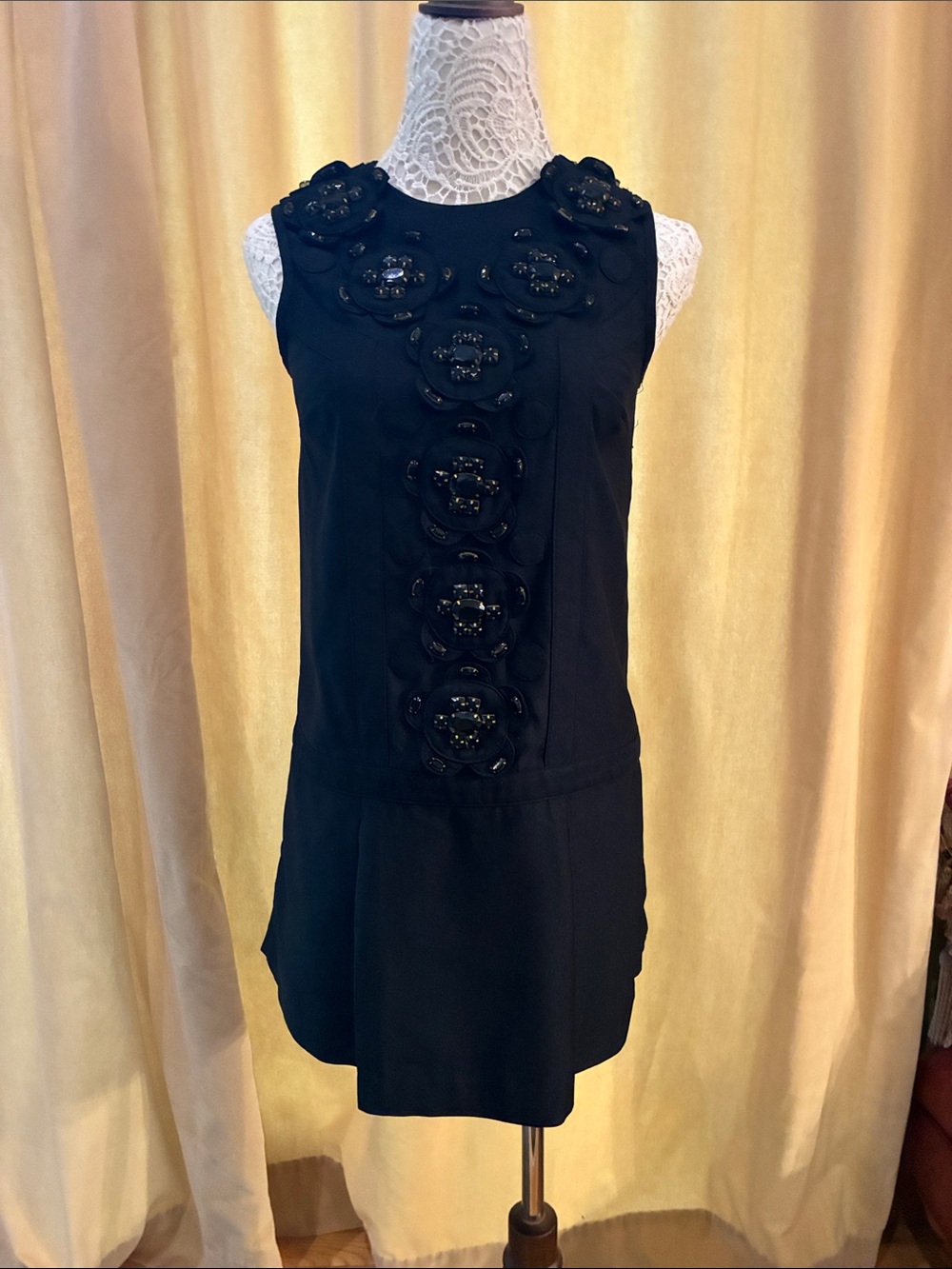 Karta Black Embellished Sleeveless Women's Mod style dress size. XS